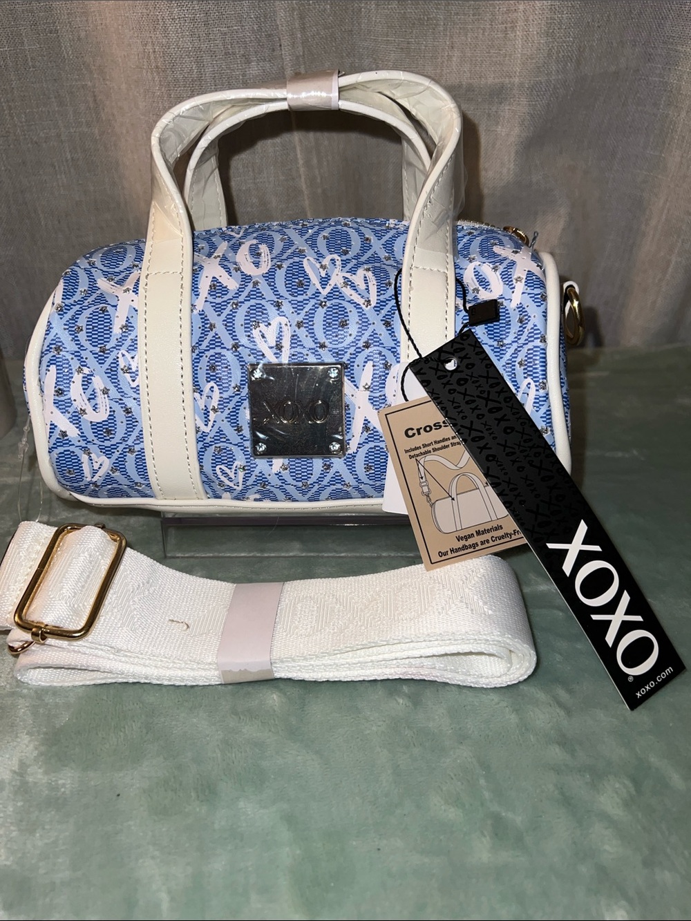 XOXO Blue & White Logo Cylinder Mini Satchel - Picture 4 of 6